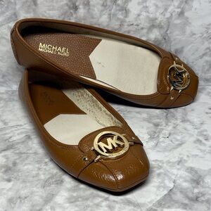 Michael Kors Fulton MK Signature Brown Tan Flat Moccasins 10M Slip On